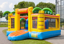 Multifunctionele opblaasbare glijbaan in thema beach met een plonsbad, indrukwekkend 3D object, frisse kleuren en de 3D obstakels kopen voor kids. Bestel opblaasbare glijbanen nu online bij JB Inflatables Nederland