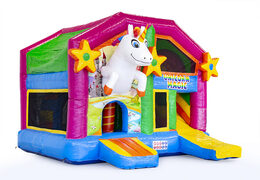 Medium opblaasbare multiplay springkasteel in unicorn thema te bestellen voor kinderen. Bestel opblaasbare springkastelen online at JB Inflatables Nederland