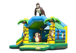 Multifun jungle met gorilla springkussen inclusief glijbaan bestellen voor kids. Koop springkussens online bij JB Inflatables Nederland