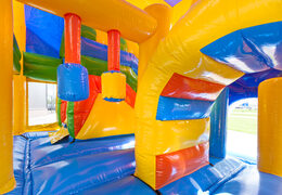 Koop middelmatig opblaasbare multiplay springkussen in clown thema met glijbaan voor kinderen. Bestel opblaasbare springkussens online bij JB Inflatables Nederland