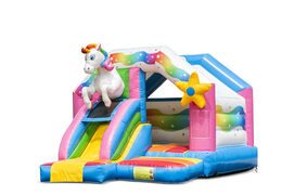 Opblaasbare slide combo unicorn springkasteel te koop voor kinderen, Bestel nu opblaasbare springkastelen met glijbaan bij JB Inflatables Nederland