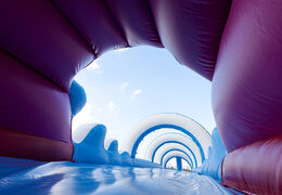 Bestel opblaasbare 18m lange buikschuifbaan in thema haai voor kids. Koop opblaasbare buikschuifbanen nu online bij JB Inflatables Nederland