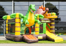 Multiplay Dinoworld springkussen met een glijbaan, leuke objecten op het springvlak en opvallende 3D objecten kopen voor kids. Bestel opblaasbare springkussens online bij JB Inflatables Nederland