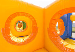 Grote dubbele 27 meter strombaan in vrolijke kleuren bestellen voor kids. Koop opblaasbare stormbanen bij JB Inflatables Nederland