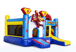 Medium opblaasbare multiplay springkasteel in superhero thema te bestellen voor kinderen. Bestel opblaasbare springkastelen online at JB Inflatables Nederland