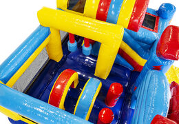 Middelmatig opblaasbare springkasteel in superhero thema met glijbaan kopen voor kinderen. Bestel opblaasbare springkastelen online bij JB Inflatables Nederland