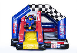 Bestel opblaasbare slide combo springkasteel voor kids in thema formule 1 . Opblaasbare springkastelen met glijbaan te koop bij JB Inflatables Nederland