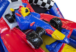 Bestel opblaasbare slide combo springkussen voor kinderen in formule 1 thema. Opblaasbare springkussen met glijbaan te koop bij JB Inflatables Nederland