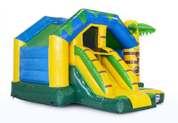 Slide combo springkasteel voor kinderen in jungle thema kopen. Bestel nu opblaasbare springkastelen met glijbaan bij JB Inflatables Nederland