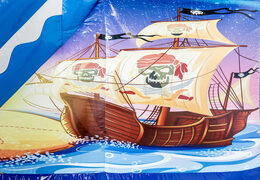 Springkasteel in piraat thema met een glijbaan bestellen voor kinderen. Koop opblaasbare springkastelen online bij JB Inflatables Nederland