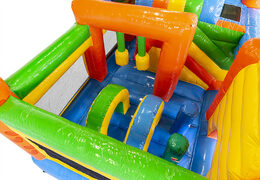 Medium opblaasbare multiplay springkussen met glijbaan in party thema bestellen voor kinderen. Bestel opblaasbare springkussens online at JB Inflatables Nederland