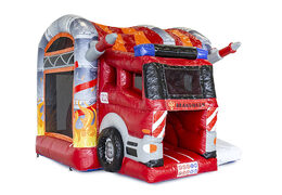 Springkussen in thema brandweer met een glijbaan kopen voor kinderen. Bestel opblaasbare springkussens online bij JB Inflatables Nederland