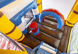 Koop mini opblaasbare multiplay springkussen in piraat thema met glijbaan voor kinderen. Bestel opblaasbare springkussens online bij JB Inflatables Nederland