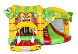Multiplay jungle springkussen met een glijbaan en met binnenin 3D objecten  bestellen voor kids. Koop opblaasbare springkussens online bij JB Inflatables Nederland