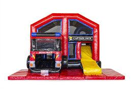 Gepersonaliseerde Captian Jack Multiplay Brandweer overdekt springkastelen laten maken bij JB Promotions Nederland. Promotionele springkastelen in alle soorten en maten razendsnel op maat gemaakt