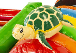 Springkussen in thema tropisch met een glijbaan kopen voor kinderen. Bestel opblaasbare springkussens online bij JB Inflatables Nederland