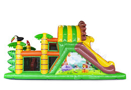 Jungle themed 9 m opblaasbare stormbaan voor kinderen kopen. Bestel opblaasbare stormbanen nu online bij JB Inflatables Nederland