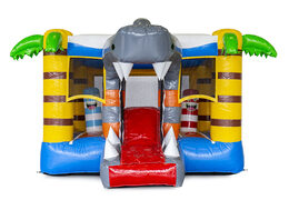 Mini multiplay opblaasbare springkasteel met glijbaan in haai thema voor kinderen kopen. Bestel opblaasbare springkastelen bij JB Inflatables Nederland