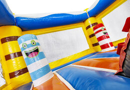 Mini multiplay opblaasbare springkasteel met glijbaan te bestellen in haai thema voor kinderen. Koop springkastelen online bij JB Inflatables Nederland