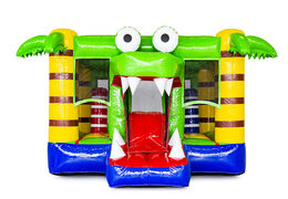 Klein opblaasbaar multiplay springkasteel met glijbaan in thema krokodil kopen voor kinderen. Bestel springkastelen online bij JB Inflatables Nederland