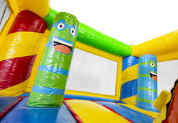 Klein multiplay opblaasbare feest springkasteel met glijbaan voor kinderen te koop. Bestel opblaasbare springkastelen online bij JB Inflatables Nederland