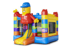 Koop mini opblaasbare springkasteel in superblocks thema met glijbaan voor kinderen. Bestel opblaasbare springkastelen online bij JB Inflatables Nederland