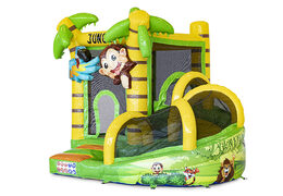 Mini opblaasbare multiplay springkasteel met glijbaan in jungle thema te bestellen voor kinderen. Bestel opblaasbare springkastelen online at JB Inflatables Nederland