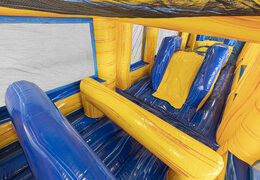 Koop modulaire 19meter lange stormbaan in marble thema met passende 3D objecten en dubbele parcours in verschillende thema's voor kids.  Bestel opblaasbare stormbanen nu online bij JB Inflatables Nederland