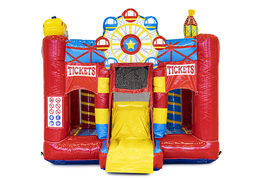 Mini opblaasbare springkasteel met glijbaan in thema circus kopen voor kinderen. Bestel opblaasbare springkastelen online bij JB Inflatables Nederland