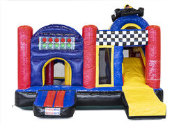 Medium opblaasbare multiplay springkasteel in formule 1 thema te bestellen voor kinderen. Bestel opblaasbare springkastelen online at JB Inflatables Nederland