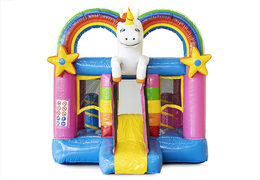 Mini opblaasbare springkasteel met glijbaan en unicorn te koop voor kinderen. Bestel opblaasbare springkastelen online bij JB Inflatables Nederland