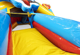 Slide combo opblaasbare luchtkussen te koop in superhero thema voor kinderen. Bestel opblaasbare luchtkussens met glijbaan bij JB Inflatables Nederland