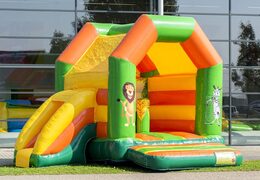 Midi overdekt multifun springkasteel met glijbaan te koop in thema jungle voor kinderen. Koop springkastelen online bij JB Inflatables Nederland
