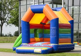 Midi multifun overdekt luchtkussen met glijbaan kopen in standaard thema voor kinderen. Bestel luchtkussens online bij JB Inflatables Nederland