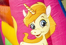 Klein overdekt springkasteel  te koop in thema unicorn voor kinderen. Bestel springkastelen online bij JB Inflatables Nederland