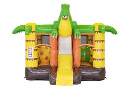 Opblaasbare mini multiplay springkasteel te bestellen in dinosaurus thema met glijbaan voor kinderen. Koop springkastelen met glijbaan bij JB Inflatables Nederland