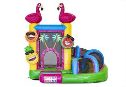 Mini opblaasbare multiplay springkussen met glijbaan in flamingo thema bestellen voor kinderen. Bestel opblaasbare springkussens online at JB Inflatables Nederland