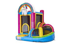 Mini opblaasbare multiplay springkasteel in unicorn thema te bestellen voor kinderen. Bestel opblaasbare springkastelen online at JB Inflatables Nederland