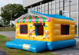 Groot overdekt ballenbak luchtkussen in thema circus voor kinderen. Bestel luchtkussens online bij JB Inflatables Nederland 