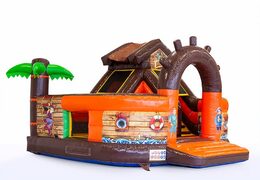 Opblaasbaar open multiplay springkussen met glijbaan kopen in piraat thema voor kids Bestel springkussens online bij JB Inflatables Nederland