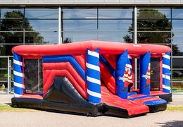 Multiplay overdekt brandweer springkasteel met een glijbaan bestellen voor kids. Koop springkastelen online bij JB Inflatables Nederland