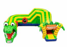 Kruiptunnel krokodil springkussen met obstakals, een klimhelling en glijhelling voor kids bestellen. Koop springkussens online bij JB Inflatables Nederland