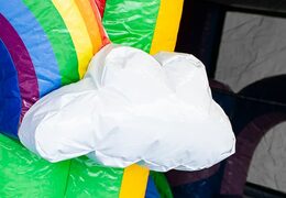 Groot opblaasbaar overdekt unicorn multiplay springkussen met glijbaan bestellen in lego thema voor kids. Koop springkussens online bij JB Inflatables Nederland