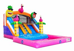 Splashy slide flamingo springkussen bestellen bij JB Inflatables bij JB Inflatables Nederland. Koop springkussens online bij JB Inflatables Nederland