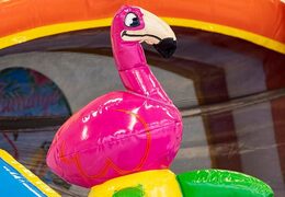 Waterglijbaan springkasteel met bovenop een 3D object van een grote flamingo kopen bij JB Inflatables Nederland. Bestel nu springkastelen online bij JB Inflatables Nederland 