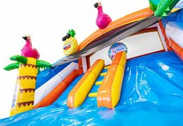 Overdekt opblaasbaar multiplay luchtkussen bestellen in thema flamingo voor kids bij JB Inflatables Nederland. Koop luchtkussen online bij JB Inflatables Nederland