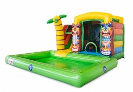 Koop opblaasbaar multiplay springkasteel in thema Hawaï met of zonder bad voor kinderen bij JB Inflatables Nederland. Bestel springkastelen online bij JB Inflatables Nederland