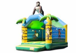 Standaard jungle met gorilla springkussen bestellen in opvallende kleuren met bovenop een 3D object voor kinderen. Koop springkussens online bij JB Inflatables Nederland