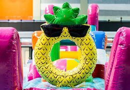 Opblaasbare waterstormbaan huren in flamingo thema voor kinderen