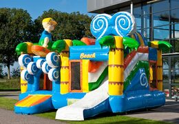Bestel middelmatig opblaasbare multiplay springkussen in beach thema met glijbaan voor kinderen. Koop opblaasbare springkussens online bij JB Inflatables Nederland